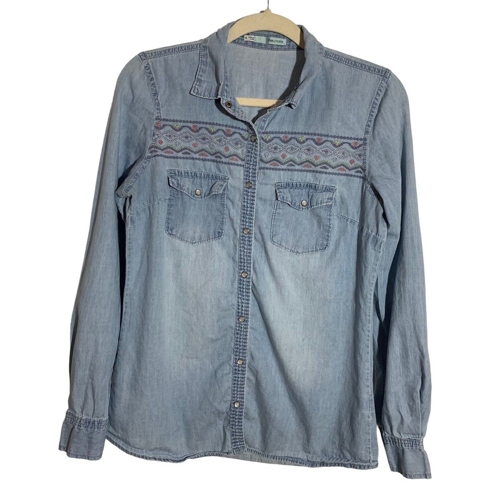 Maurice's Women's Size S Southwestern Embroidered Chambray Button Up Shirt